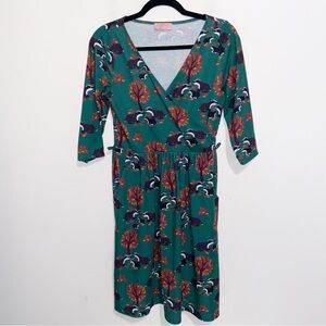 Popsy Clothing Dress Womens Small Skunk Print Pockets Faux Wrap Fun *No Belt